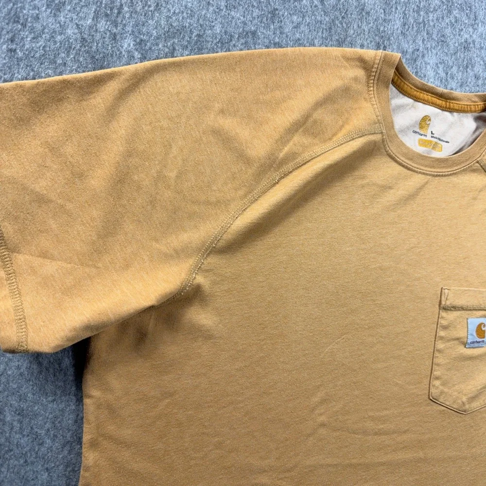 Carhartt Force Relaxed Fit Pocket T-Shirt Mens Large Mustard Yellow Short Sleeve